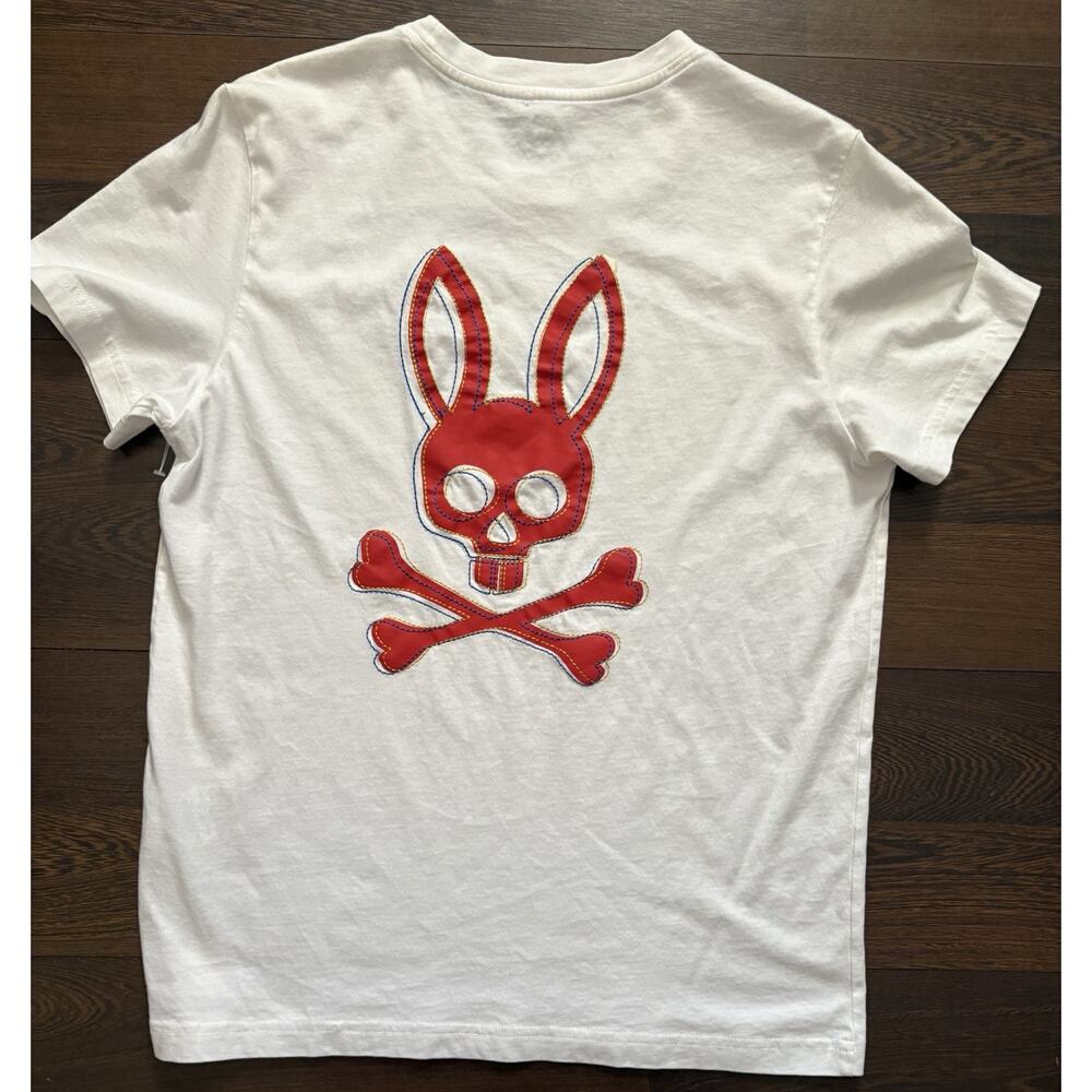 Rare Psycho Bunny Men's Size 3(XS)Crewneck T-Shirt Short Sleeve White Ch:36,L:23